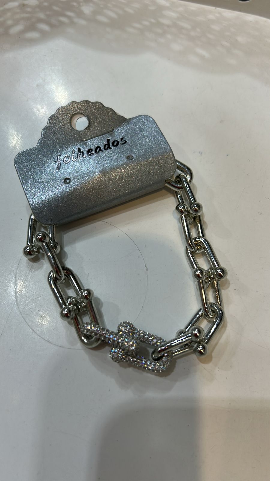 Pulseira Elos Prata e Cravejado Inspiração Grife TFNY (6 peças semijoia - 2 milésimos)