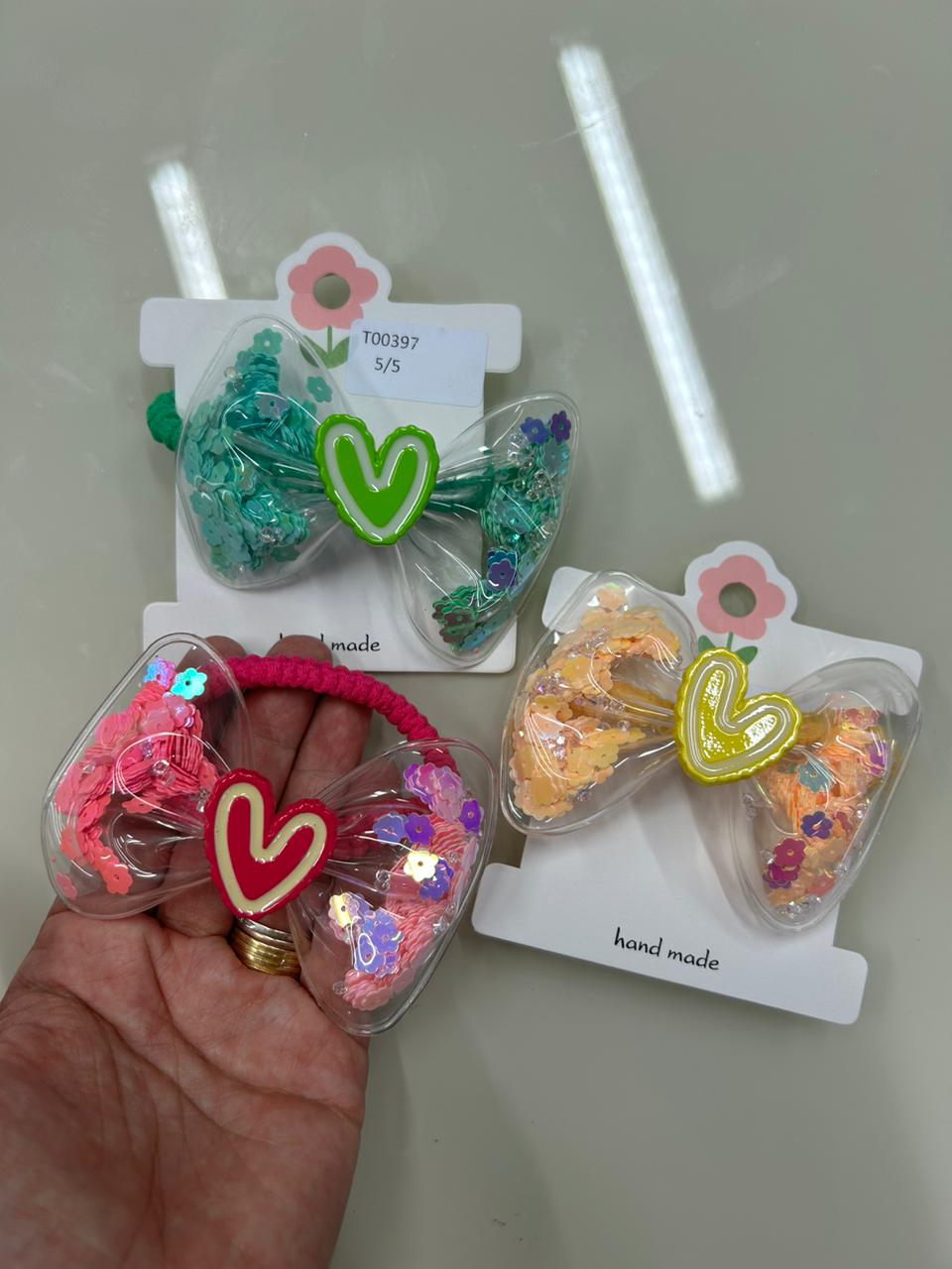 Laço piscina na scrunchie slim Coração (12 peças)