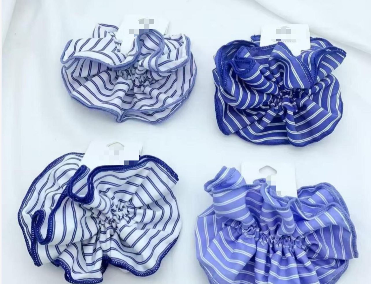 Scrunchie listrada tons de azul (12 Peças tons variados)