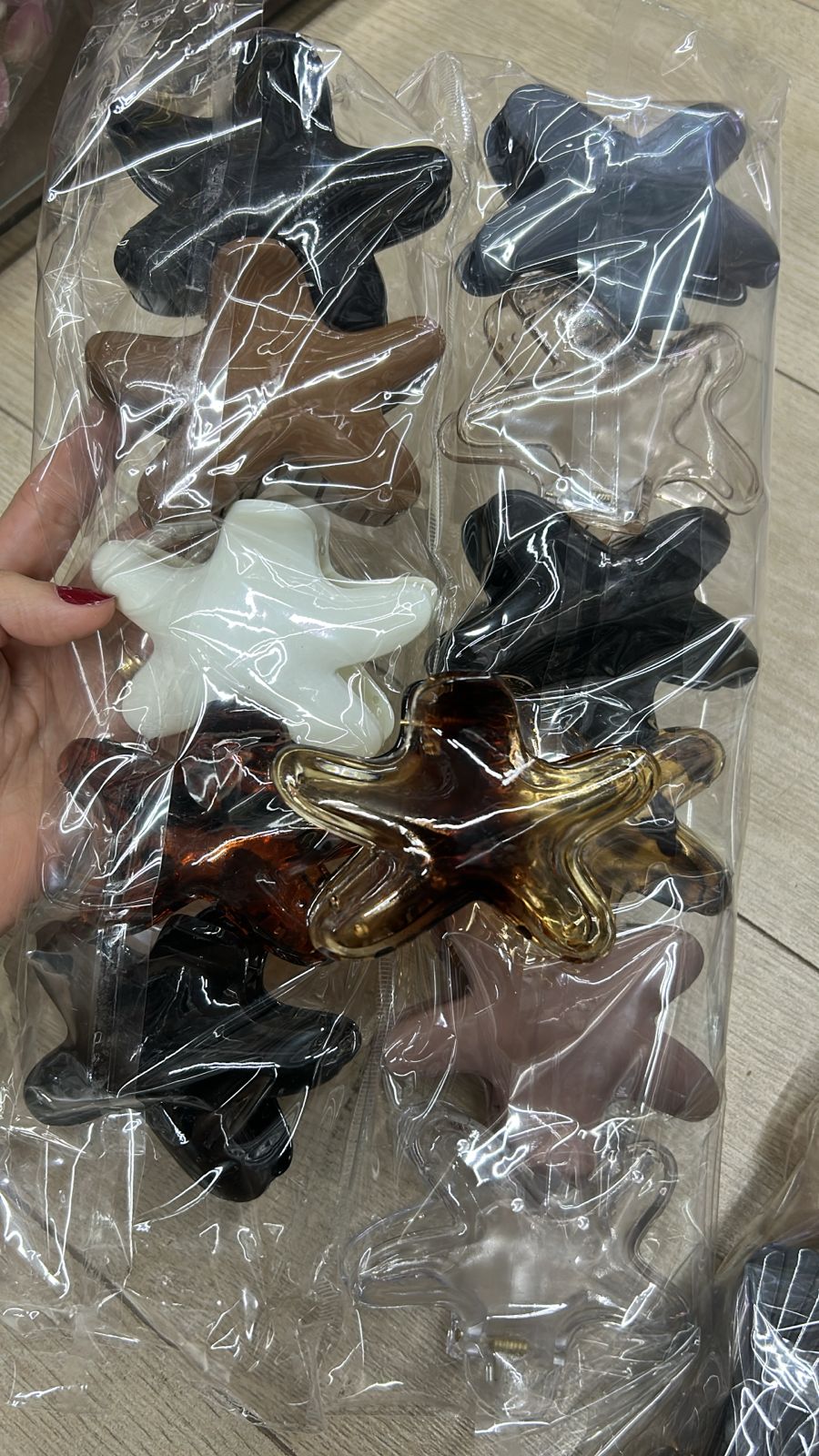 Pregadeira g poliéster estrela (12 peças cores variadas)