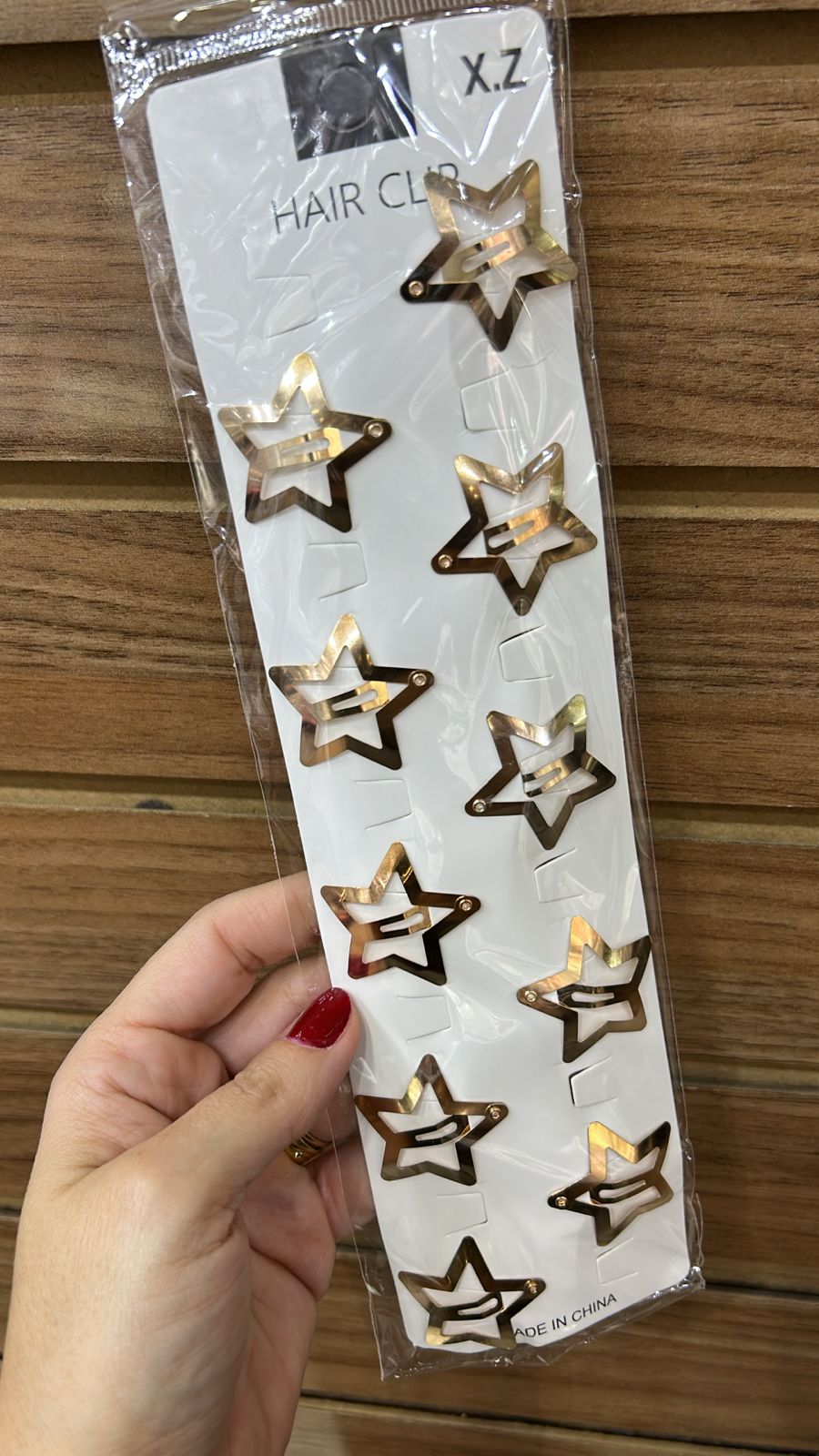 Tic tac infantil estrela metal dourado (10 peças)