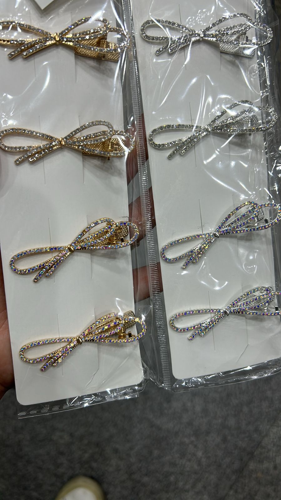 Hair clip laço cravejado duplo (12 peças 6 de cada cor)