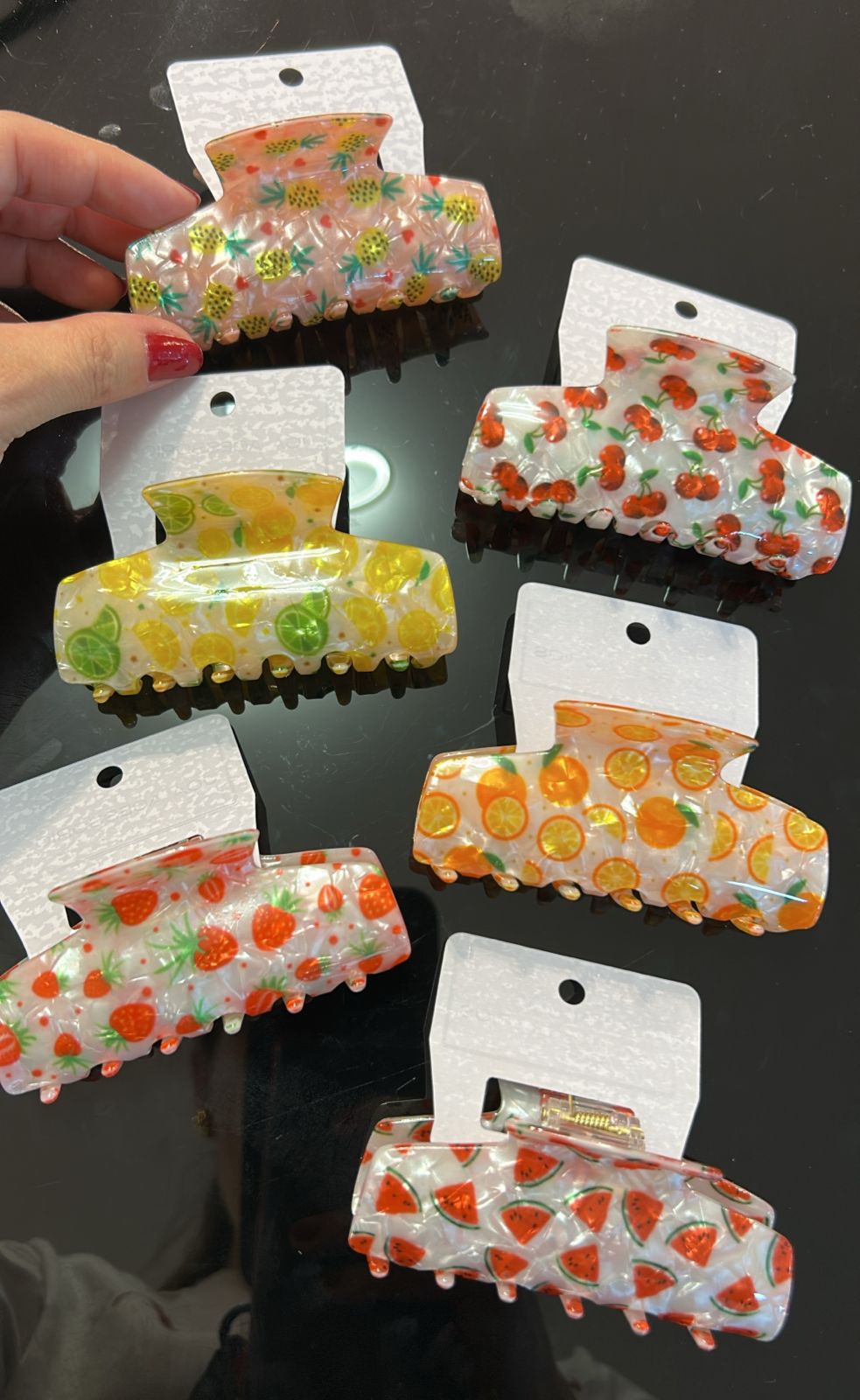 Pregadeira g acetato com frutinhas (12 peças 2 de cada fruta)