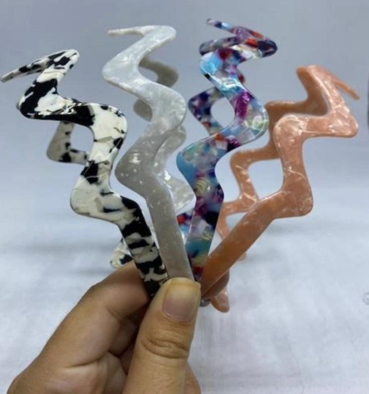 Tiara Acetato Mesclada Ondas (12 peças)