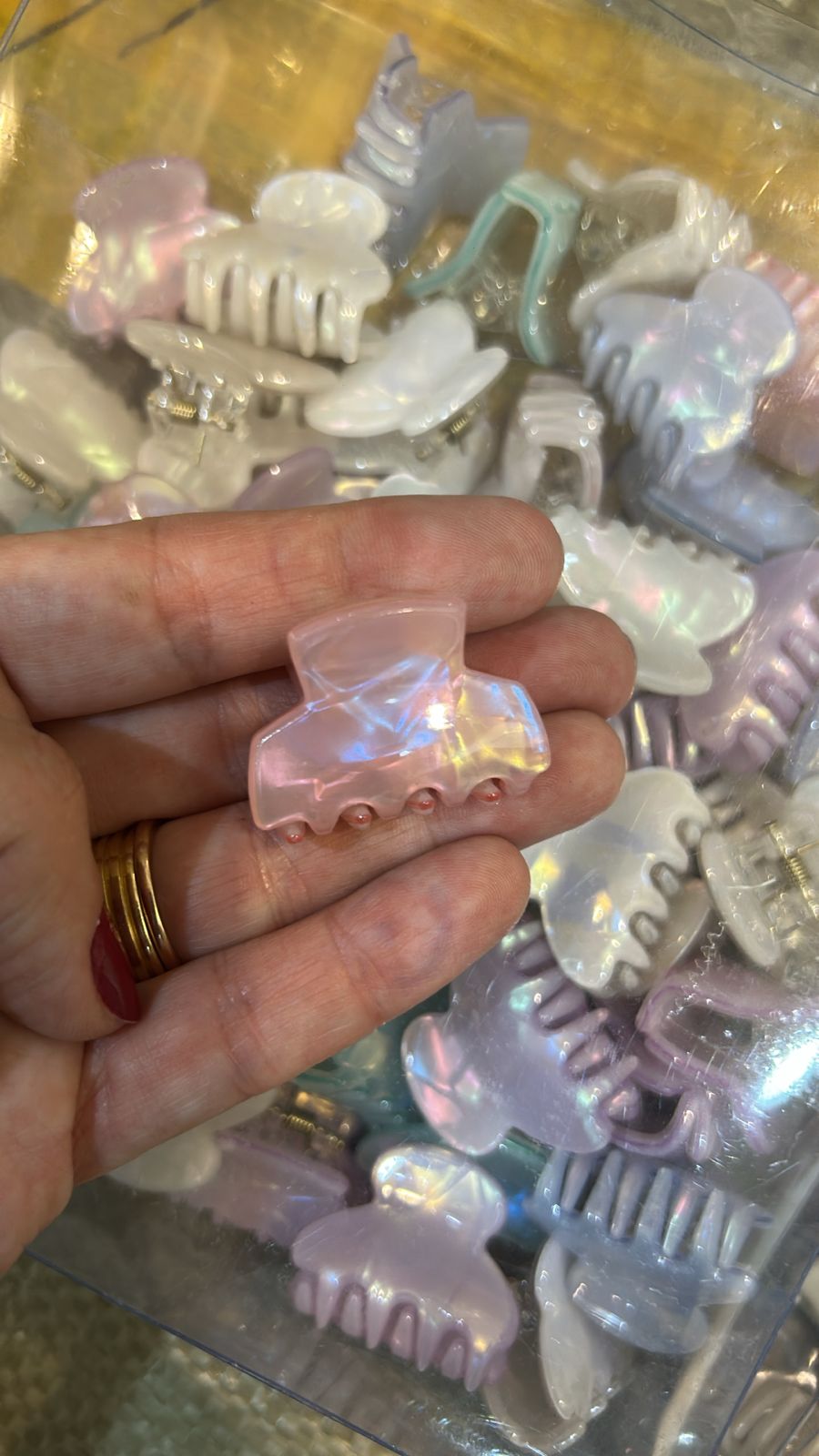 Pregadeira pp acetato cores candy perolado (60 peças)