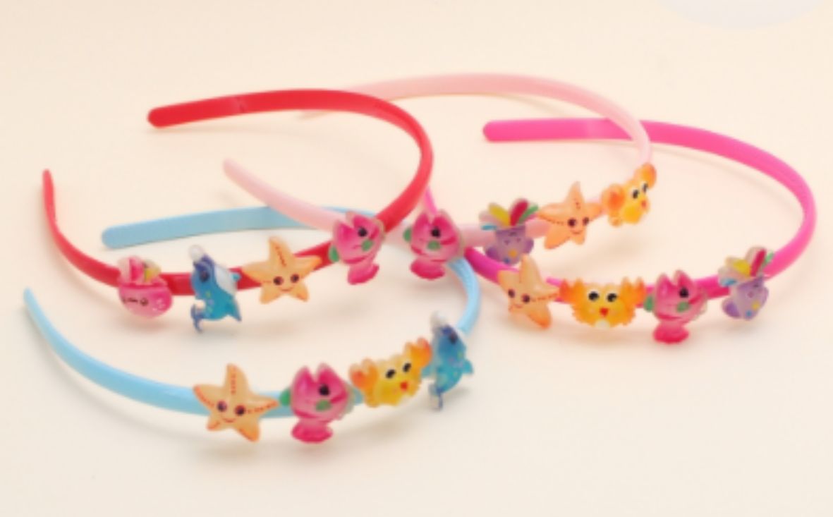 Tiara infantil poliéster com dentinho tema fundo do mar (12 peças cores variadas)