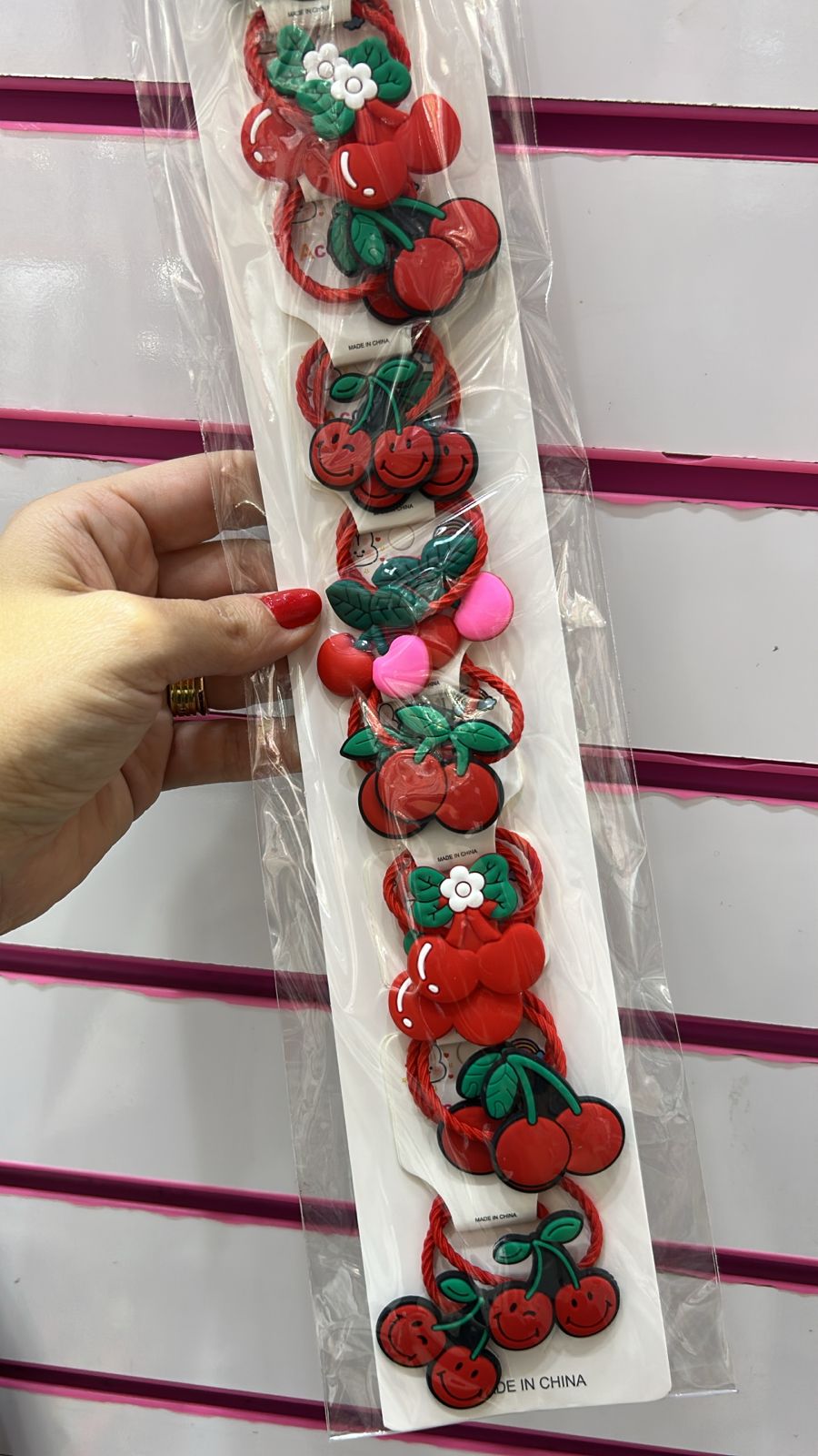 Xuxinha infantil emborrachado cereja (10 pares 20 peças total)
