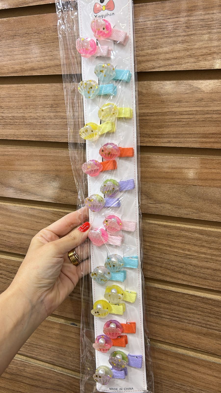 Hair Clip Infantil 3,5cm com Concha (10 pares 20 peças total)