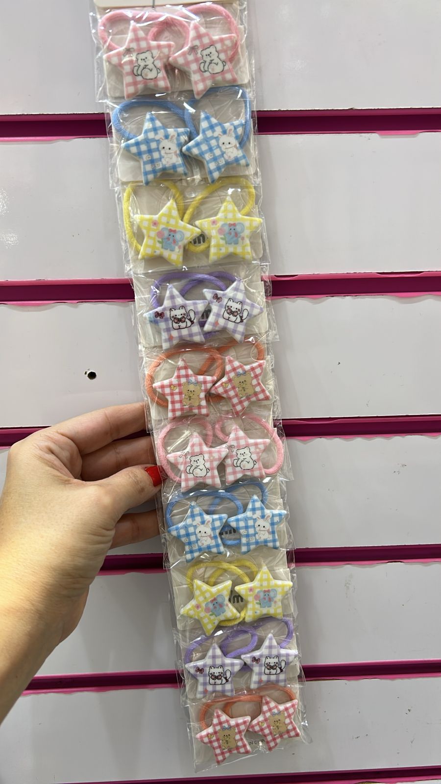 Xuxinha infantil estrela xadrez com bichinho (10 pares 20 peças total)