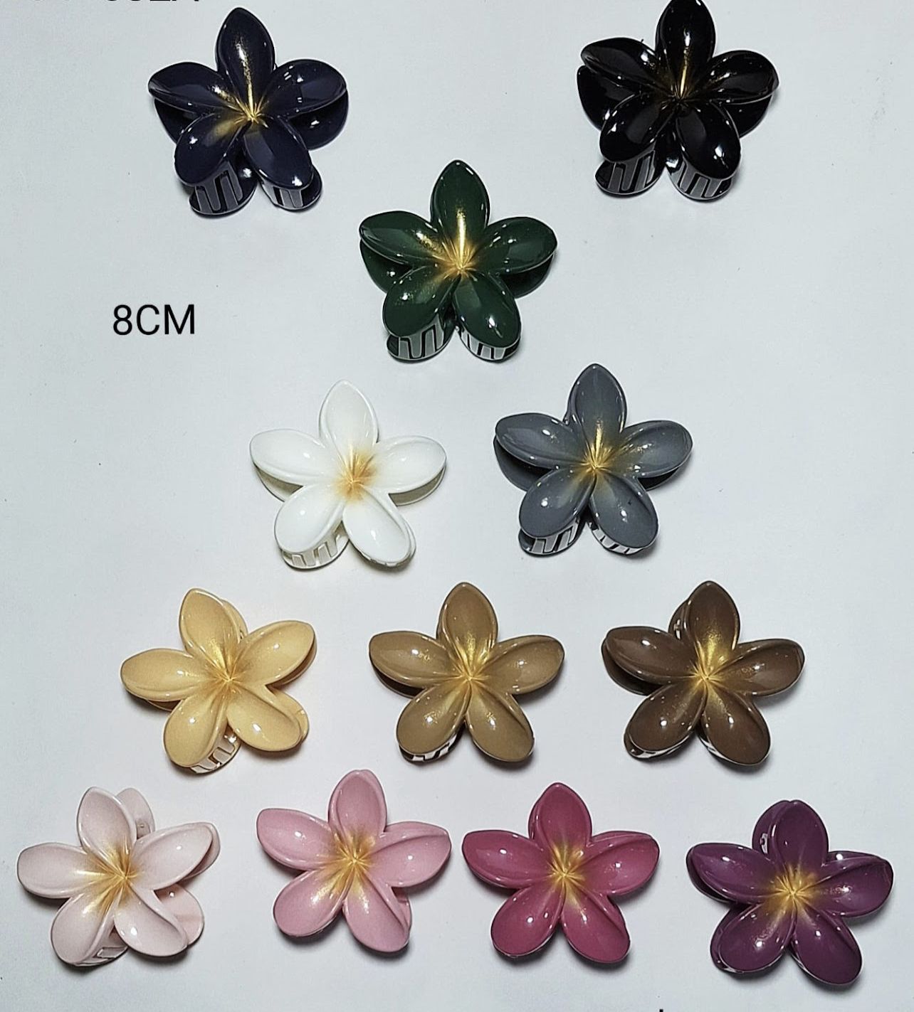 Pregadeira g poliéster flor com miolo dourado (12 peças cores variadas)
