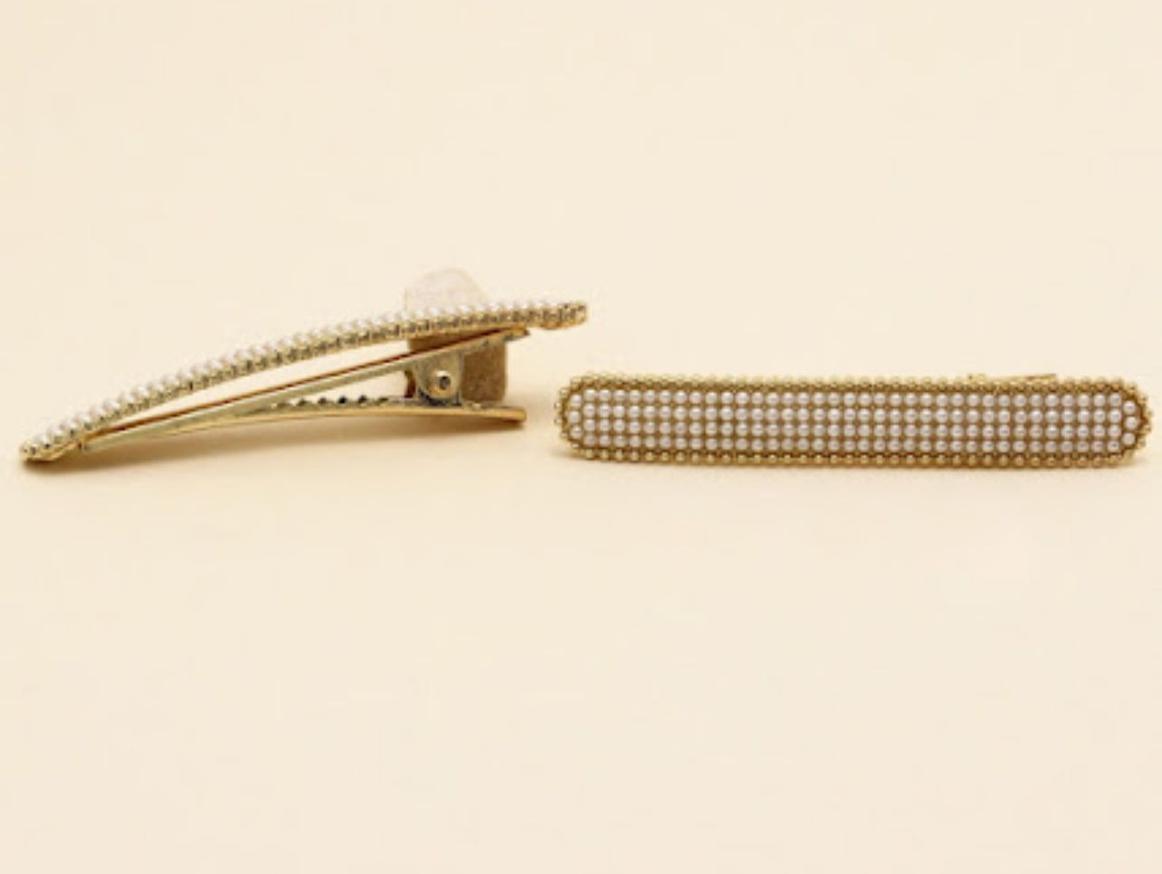 Hair Clip Retangular com microperolas (12 peças)