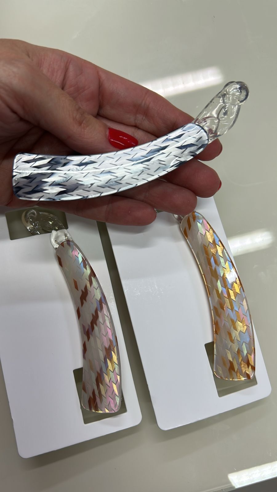 Banana de cabelo base transparente e acetato linhas (12 peças)