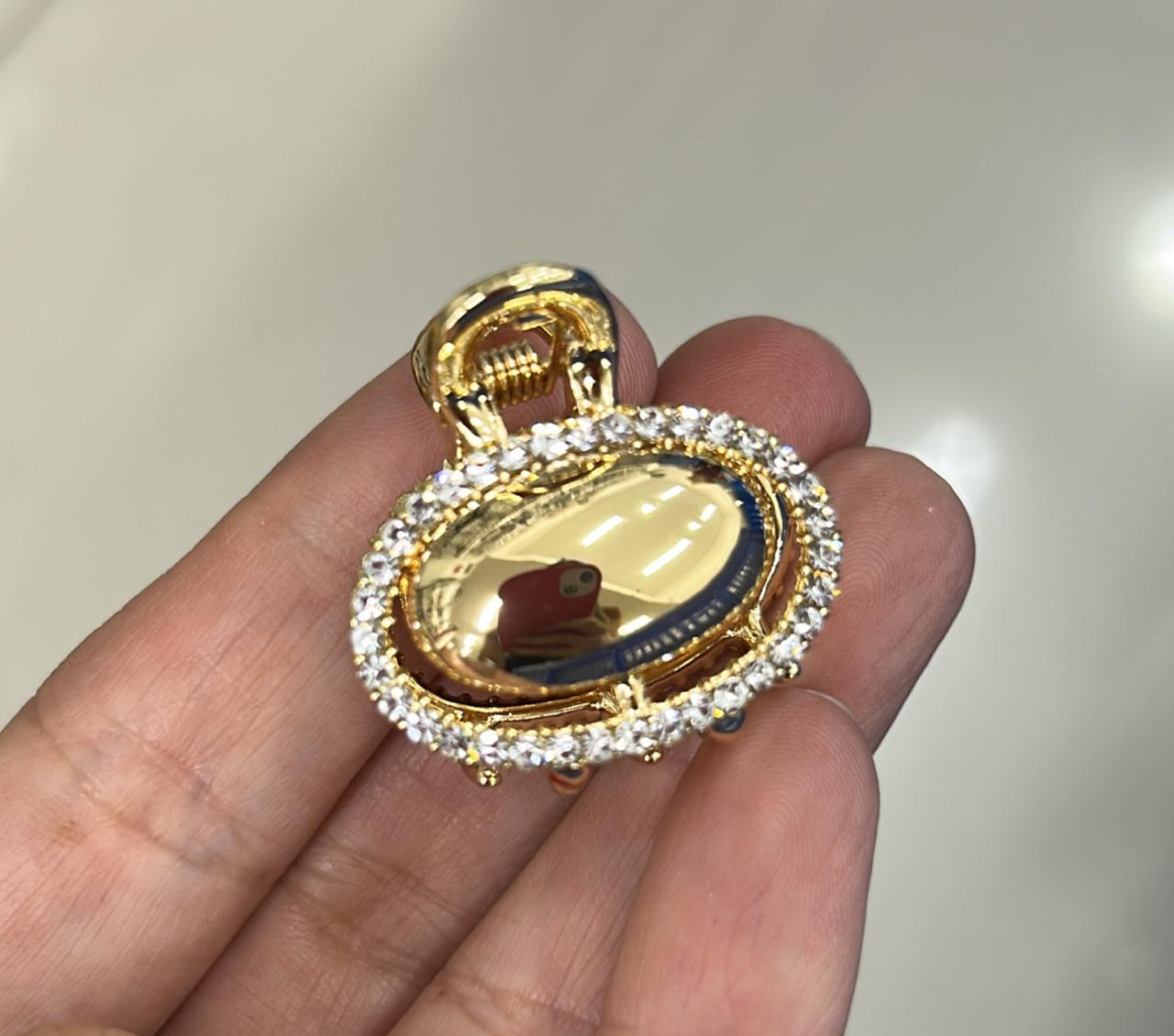 Pregadeira p metal oval sólido e cravejado (12 peças)