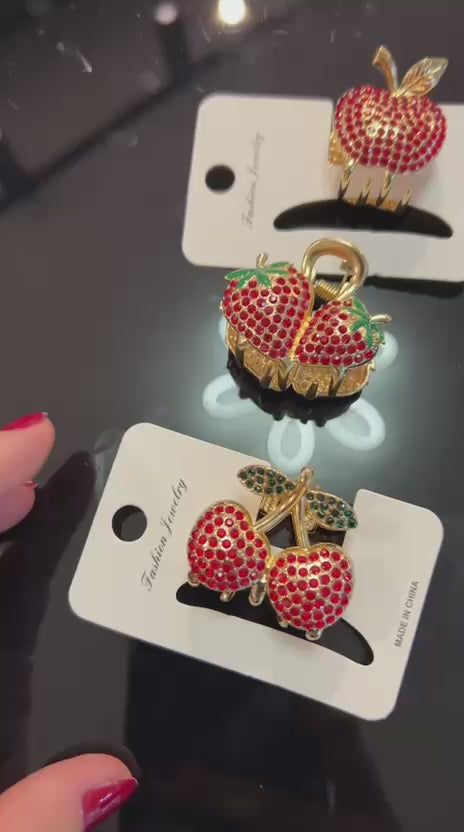 Pregadeira p metal frutas cravejadas (12 peças 4 de cada)