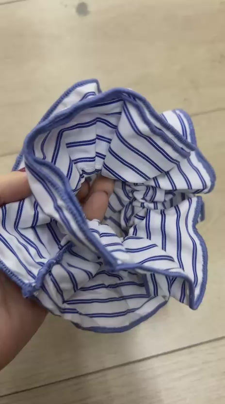 Scrunchie listrada tons de azul (12 Peças tons variados)