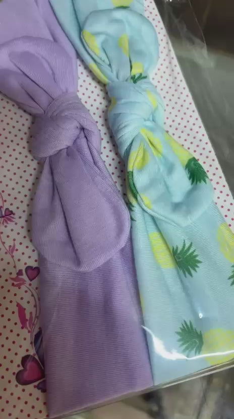 Faixa de cabelo infantil lisa e frutinhas (12 cartelas com 2 peças cada)