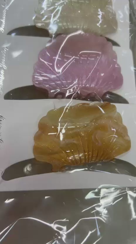 Pregadeira m em acetato concha com leve brilho (12 peças 2 de cada cor)