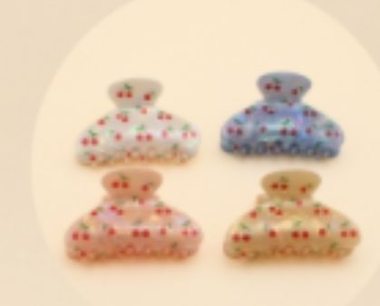 Pregadeira m acetato estampado cerejas (12 peças cores variadas)