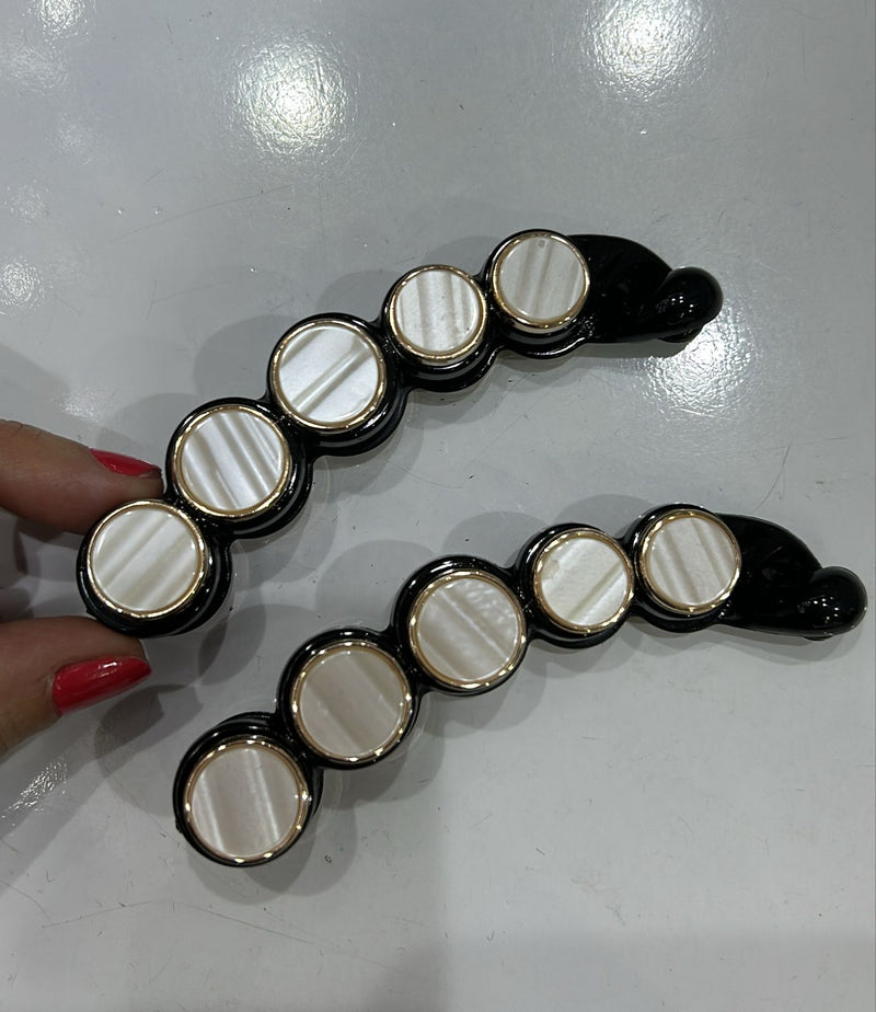 Banana de Cabelo com Aplique oval MADREPÉROLA (12 peças)