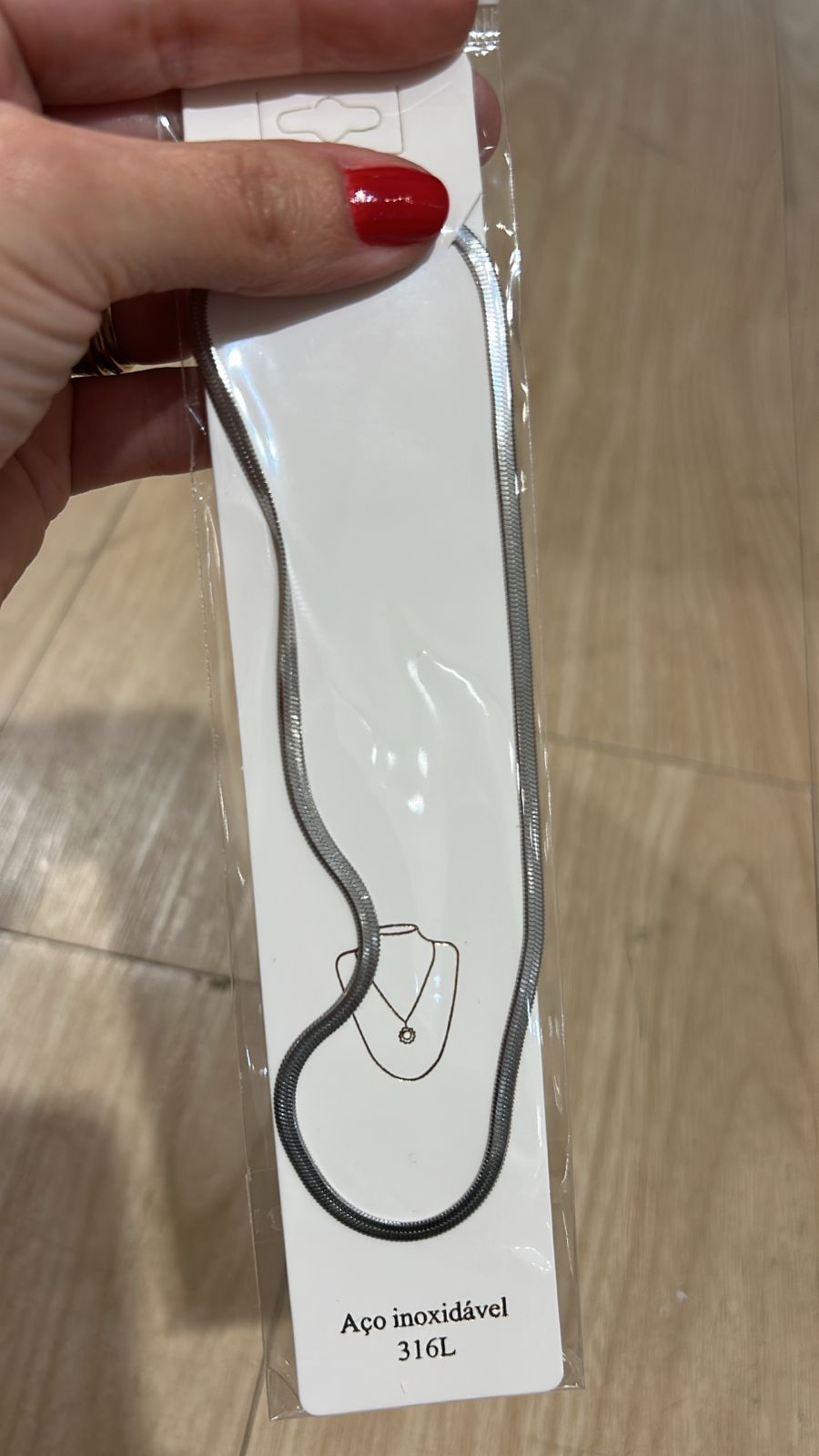 Colar Manta 45 cm Aço Inoxidável Prata (12 peças)