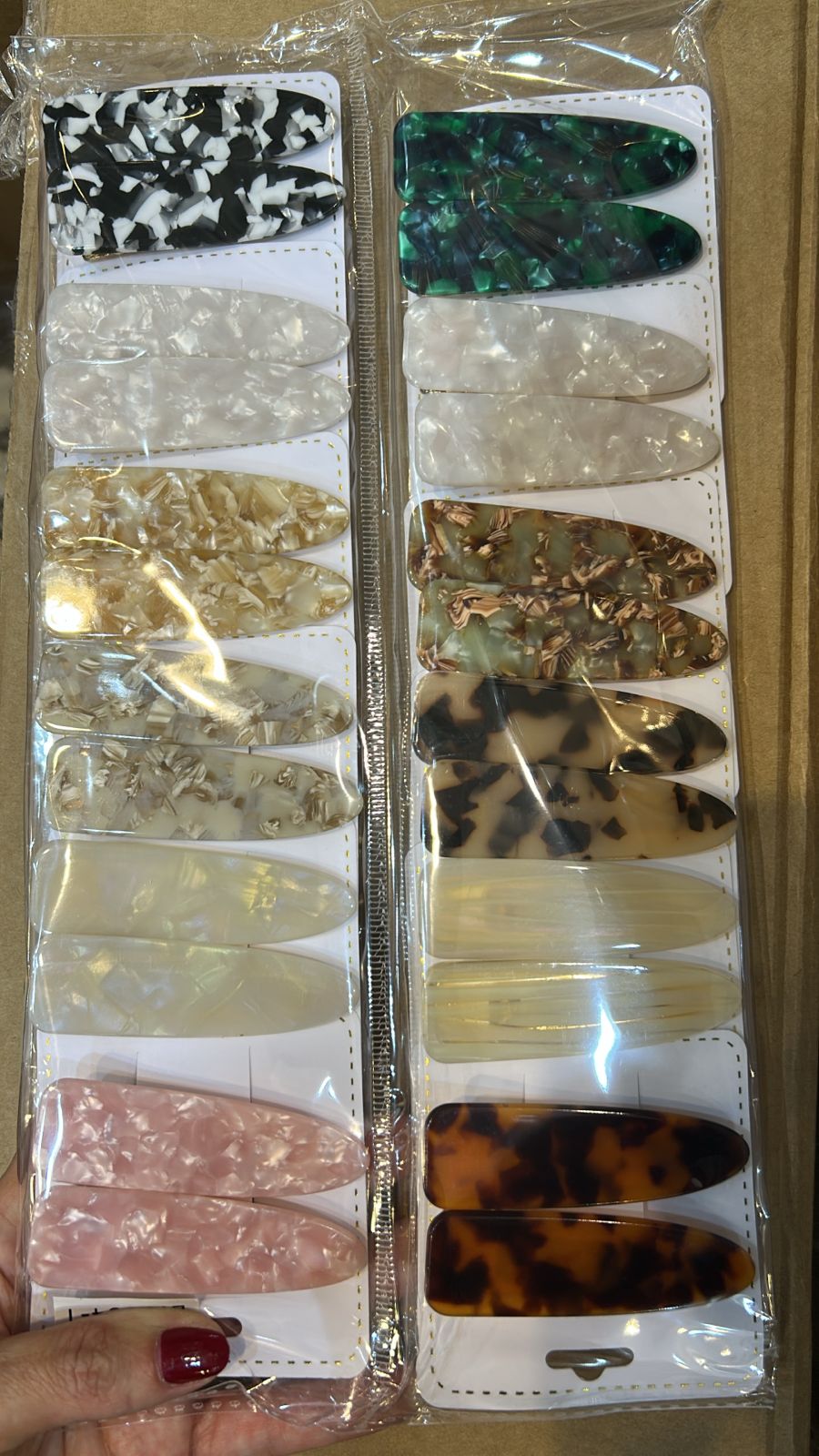 Hair clip base metal acetato bico (12 pares cores variadas)