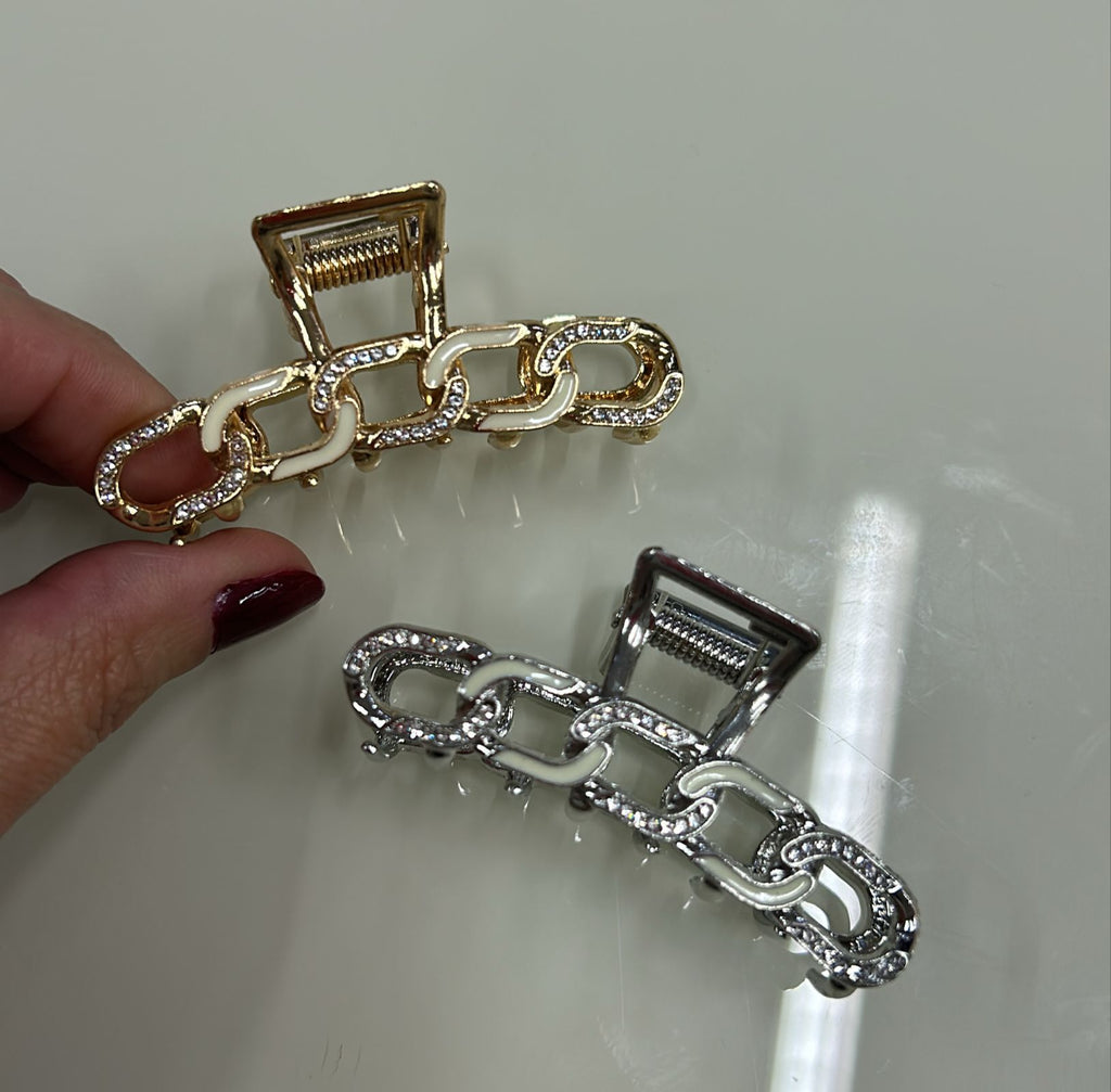 Piranha M Metal Elos esmaltado e cravejado strass (12 peças 9 douradas e 3 prata)