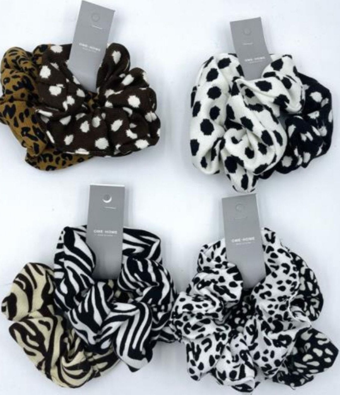 Scrunchie Animal Print (12 cartelas com 2 peças cada)