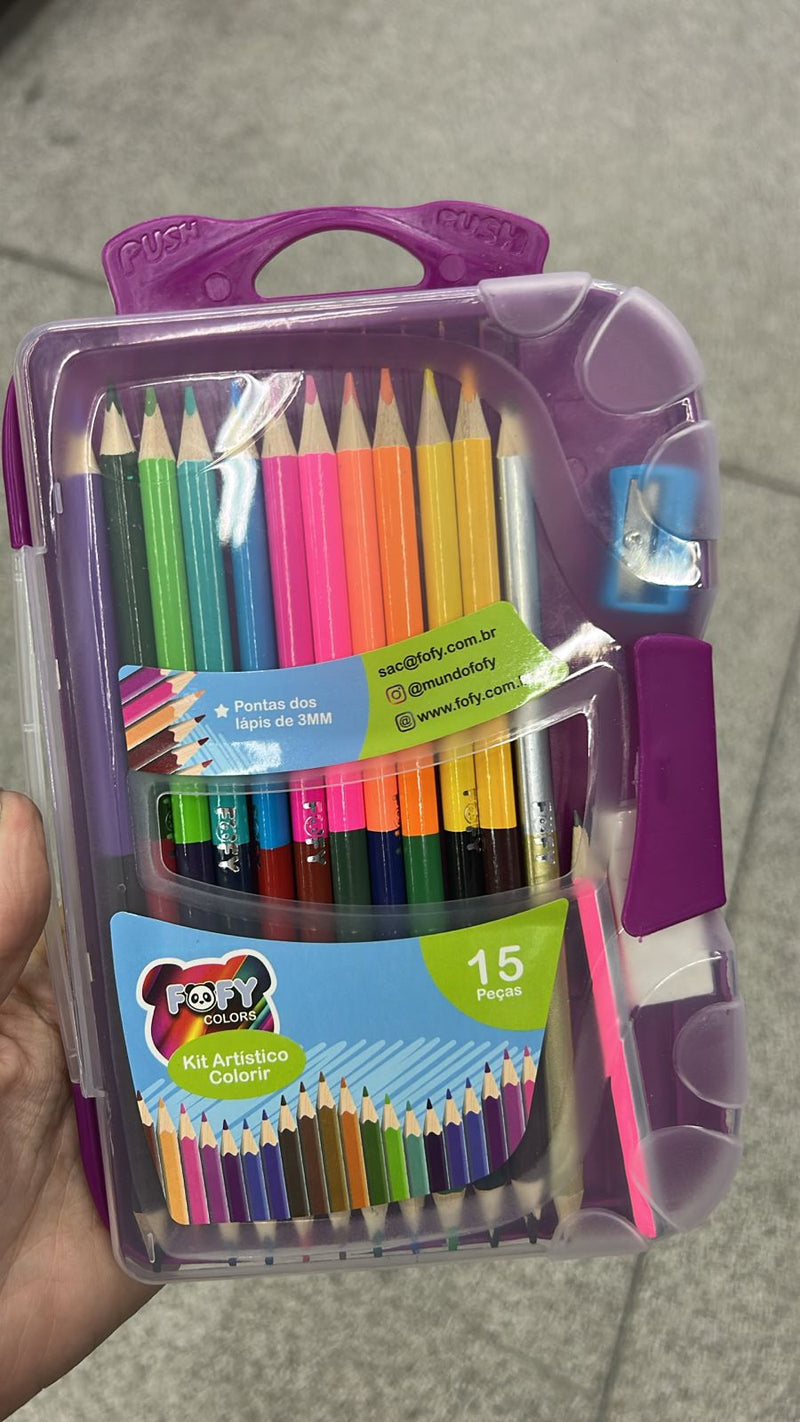 Estojo Artístico com 15 peças Roxo (unidade)