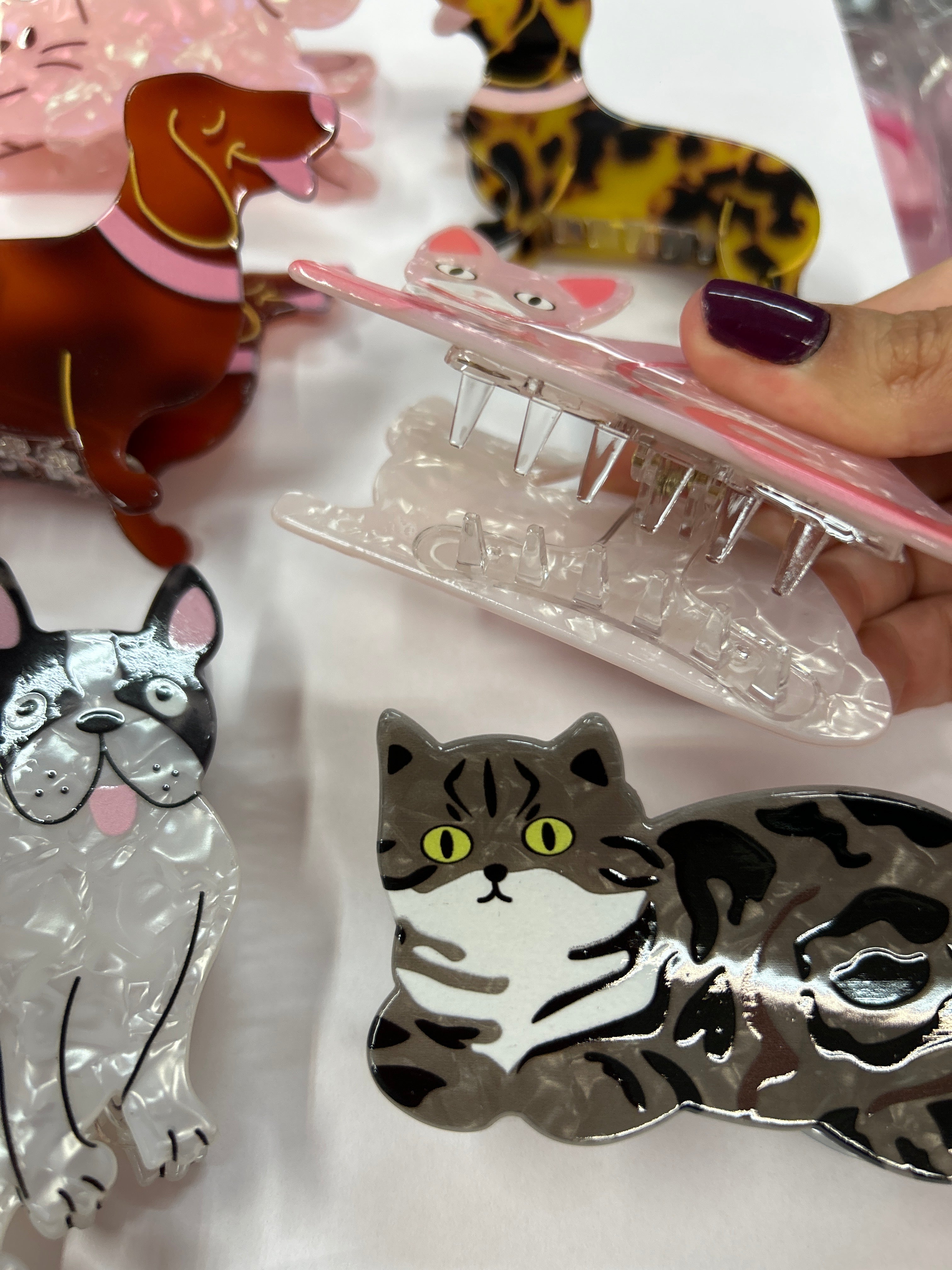 Piranha G em Acetato Gato e Cachorro (12 peças 2 de cada)