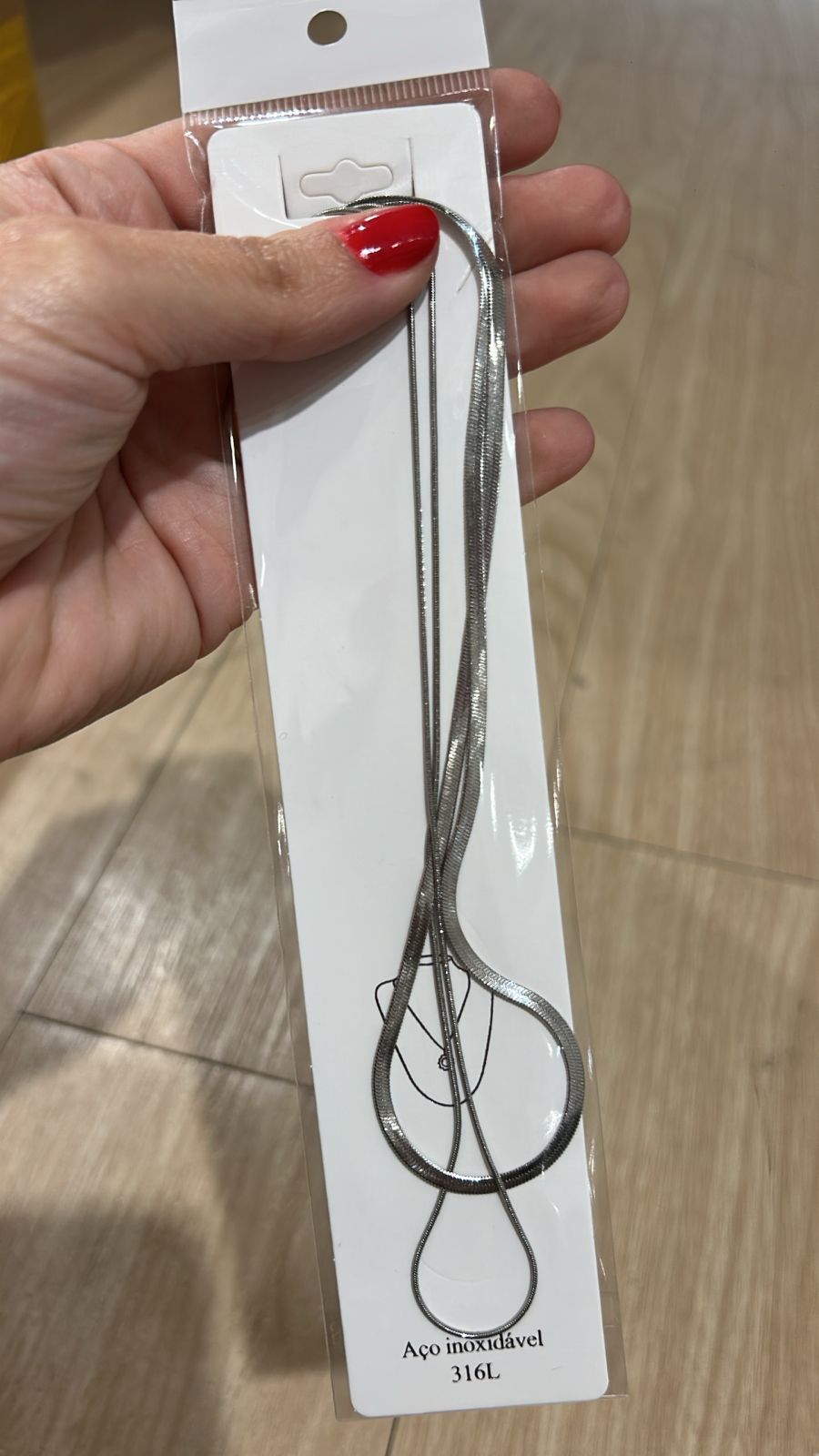Colar Duplo Aço Inoxidável Prata (12 peças)
