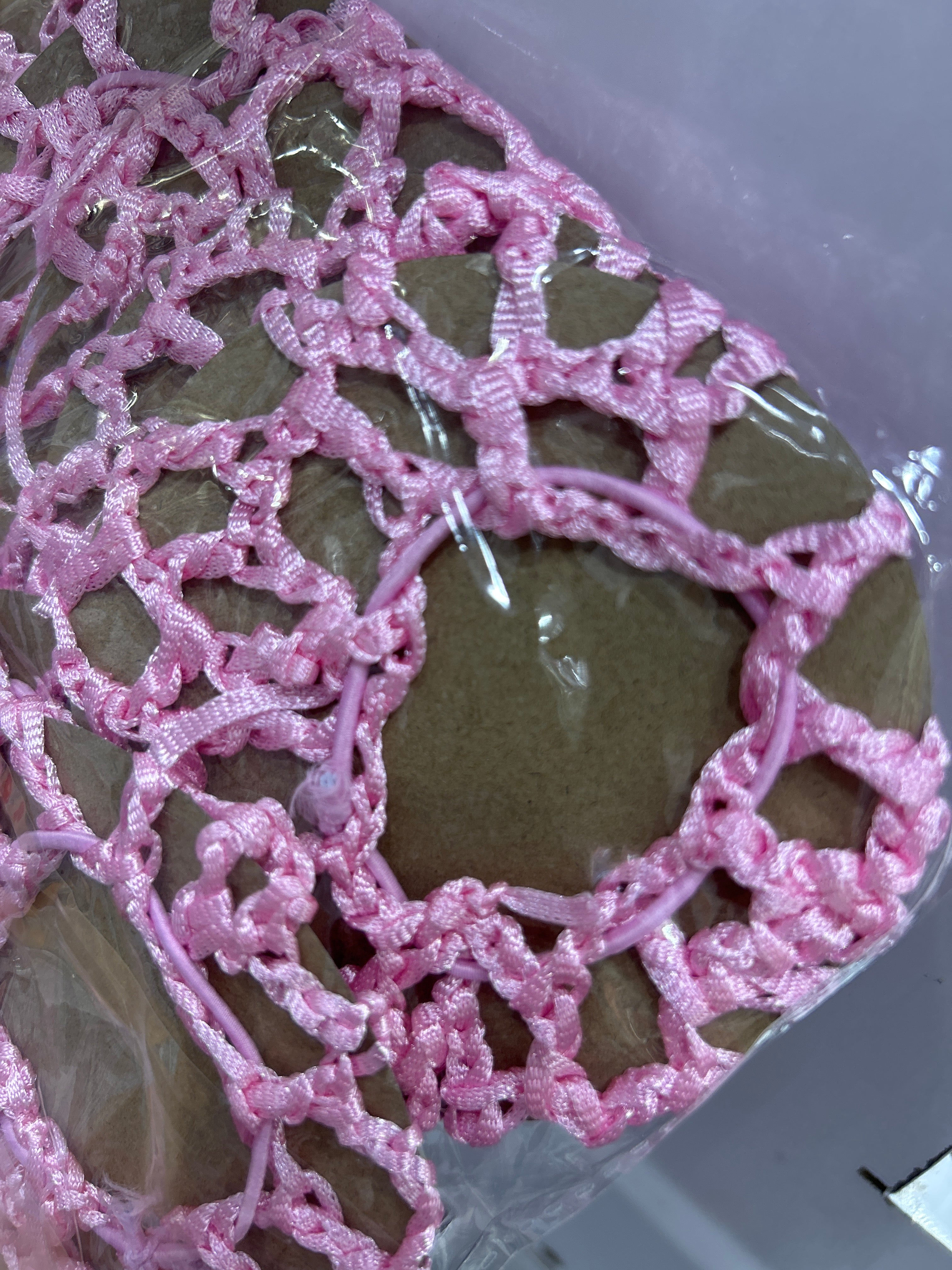 Redinha para coque trama aberta rosa (12 peças)