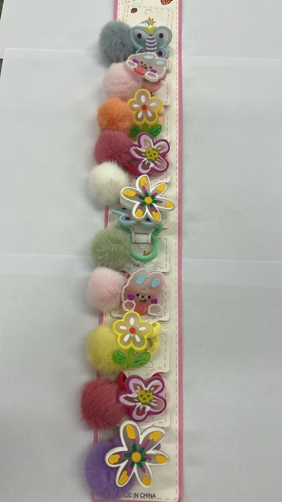 Xuxinha de Meia com Pompom de Flores e Ursinho(10 pares)