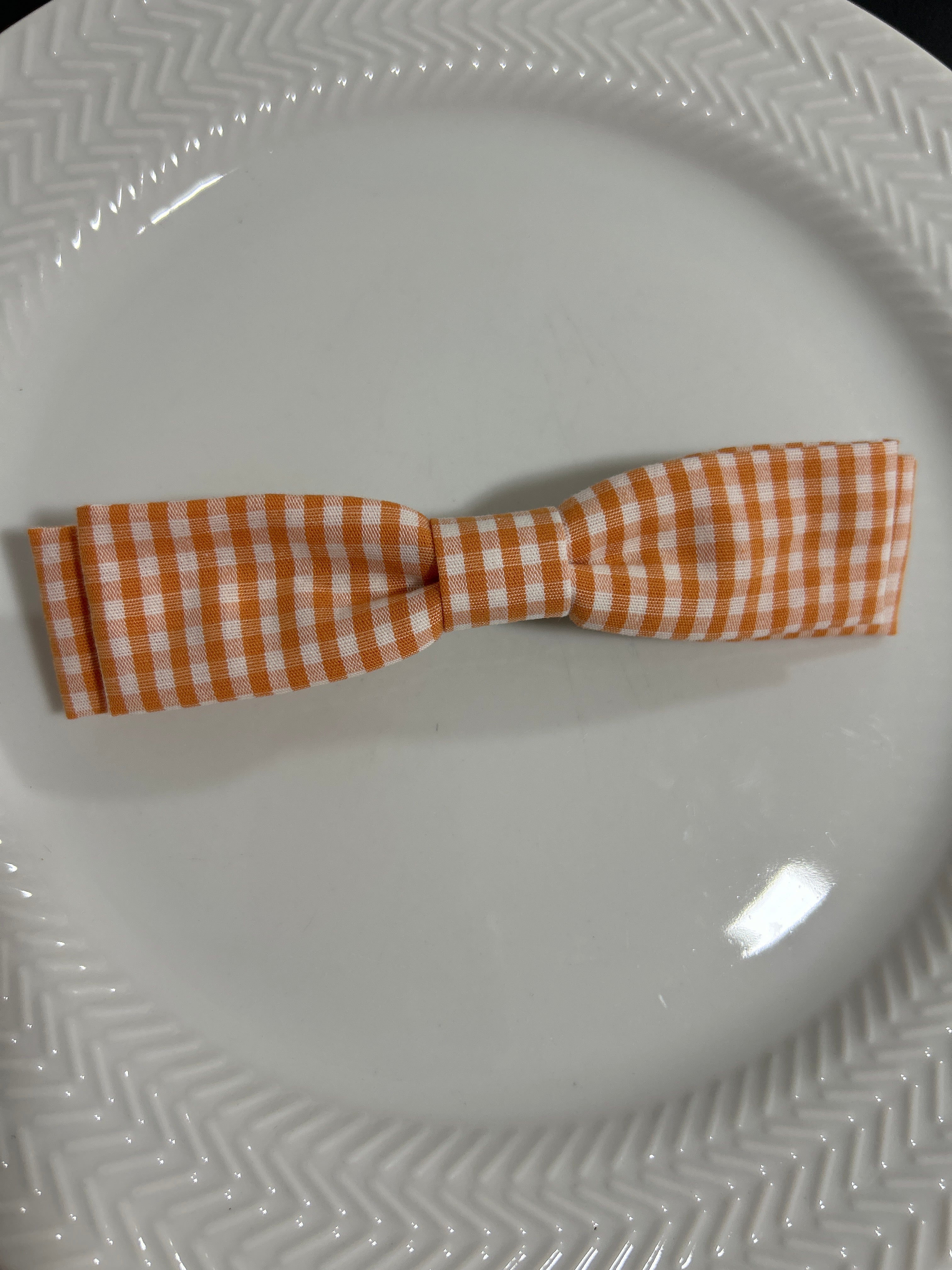 Laço Presilha Algodão Vichy - Laranja (unidade)
