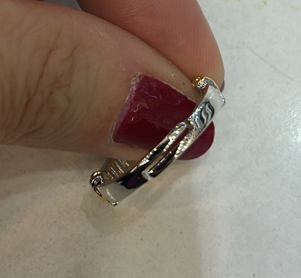 Bracelete e anel regulável dois banhos em X (6 conjuntos)