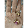 Colar com Cristal, folha e figa (12 peças 8 douradas e 4 pratas com pedra rosa e cristal)