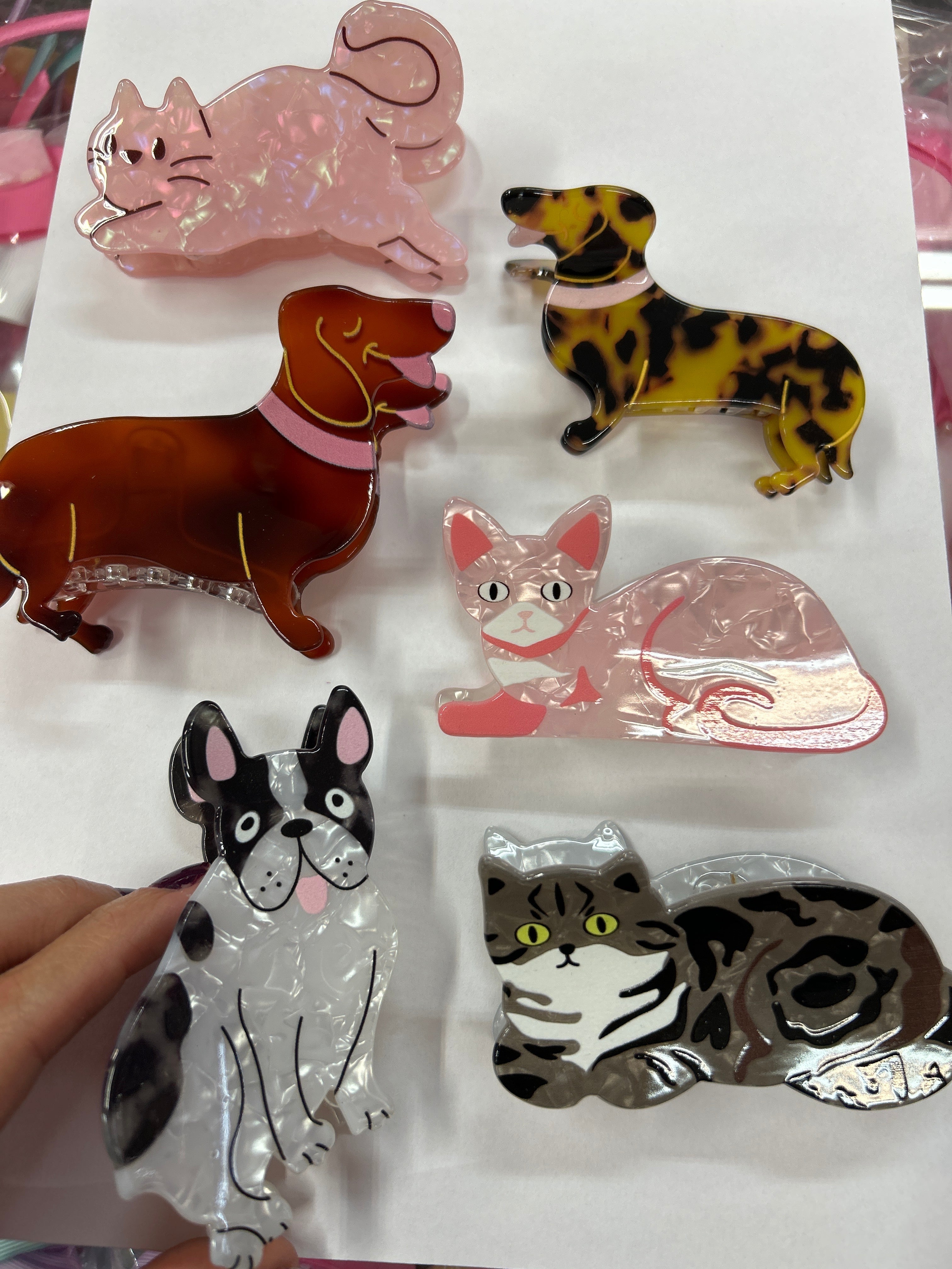 Piranha G em Acetato Gato e Cachorro (12 peças 2 de cada)