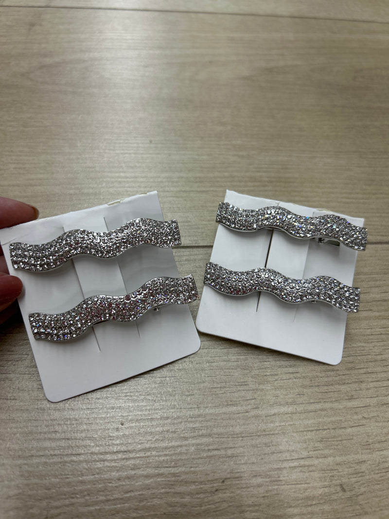 Hair Clip Cravejado Wave (12 cartelas com 2 peças cada)