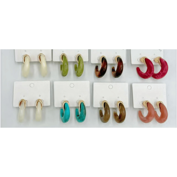 Argola base metal com resina marmorizada (12 pares)