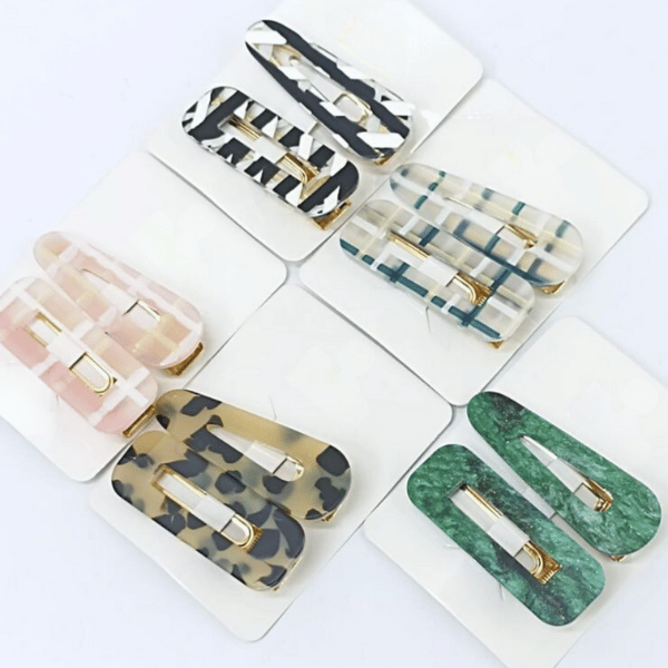 Hair Clip Acetato Retangular e Bico (12 cartelas com 2 peças cada)