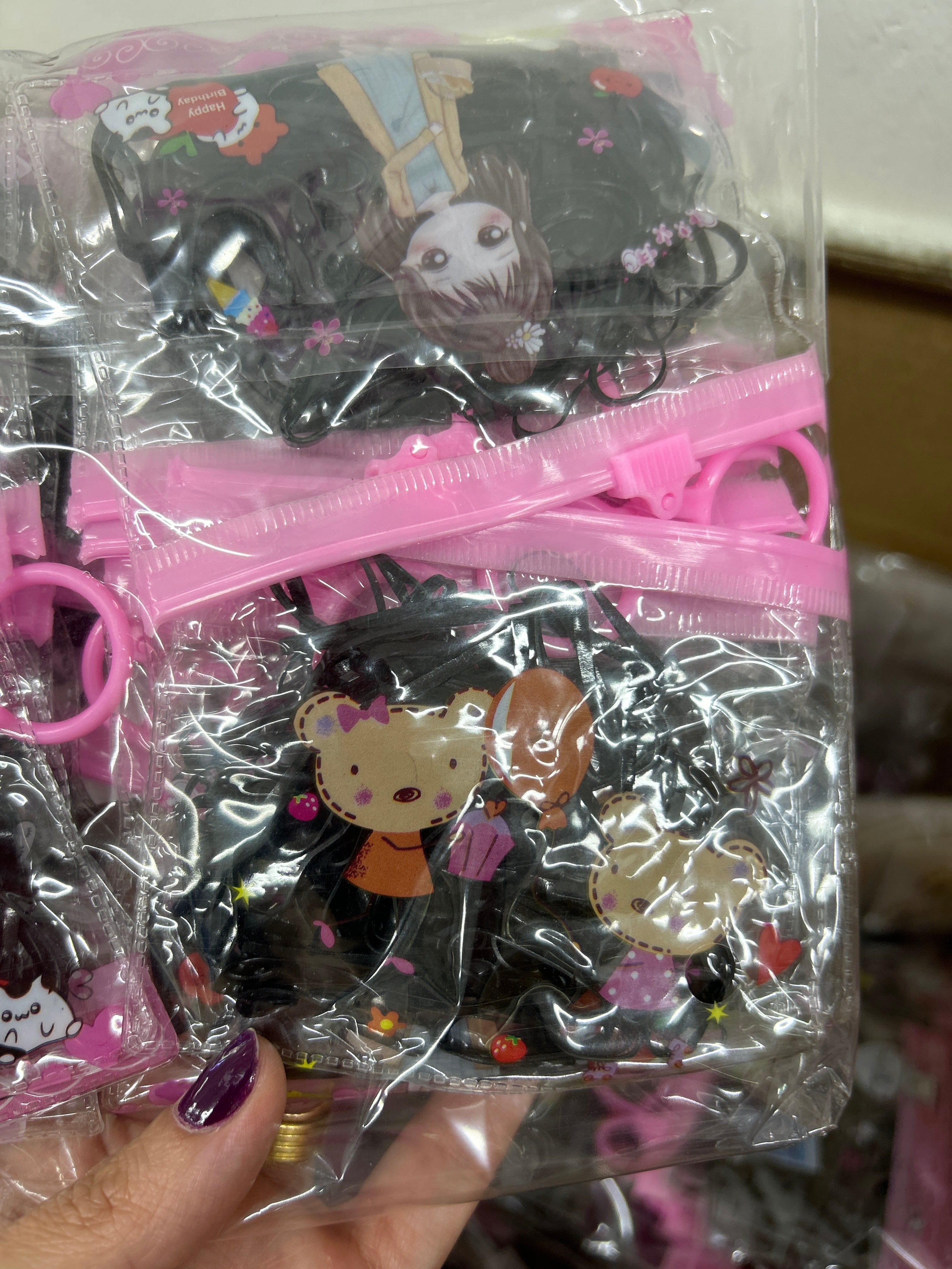 Bolsinha Zip com liguinha de silicone Preta (12 bolsinhas)