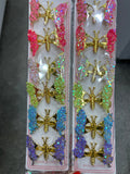 Hair clip borboleta bate asas com paetê (12 peças)