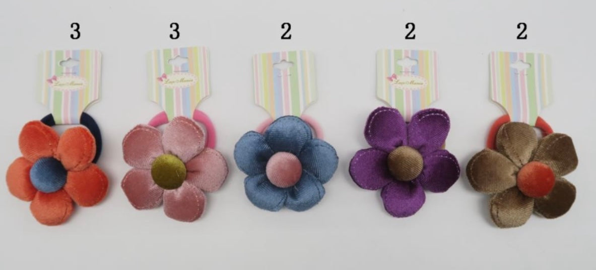 Xuxinha Flor Veludo Cotelê (12 peças - quantidade das cores está na foto)