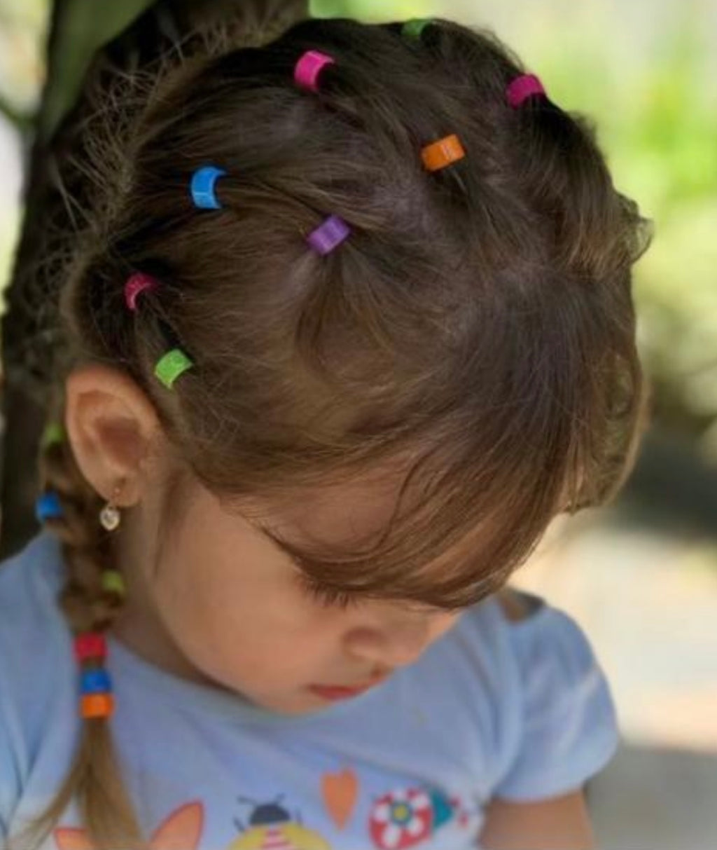 Miçanga de cabelo preto e branco (12 saquinhos com 24 peças cada)