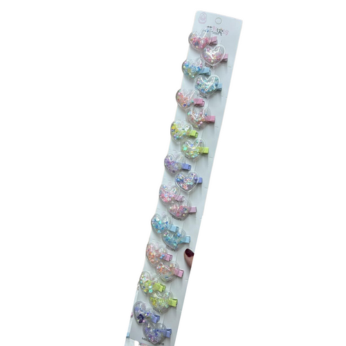 Hair Clip Coração Acqua Brilha no Escuro (10 pares)
