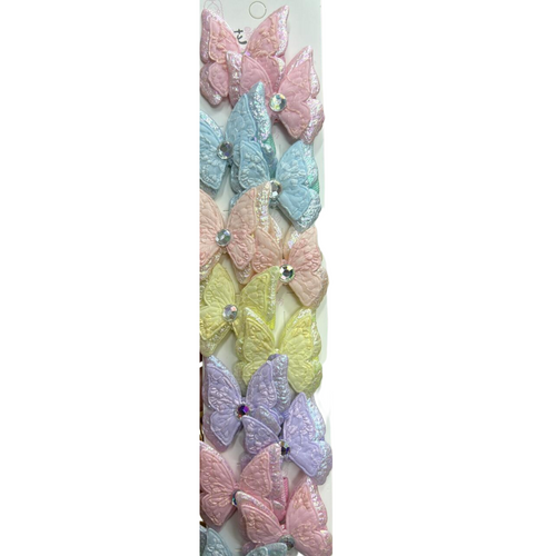Hair Clip Infantil Borboleta Tecido com ponto de luz (10 pares)
