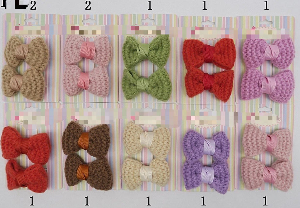 Hair clip lacinho tricô (12 cartelas com 2 peças cada)