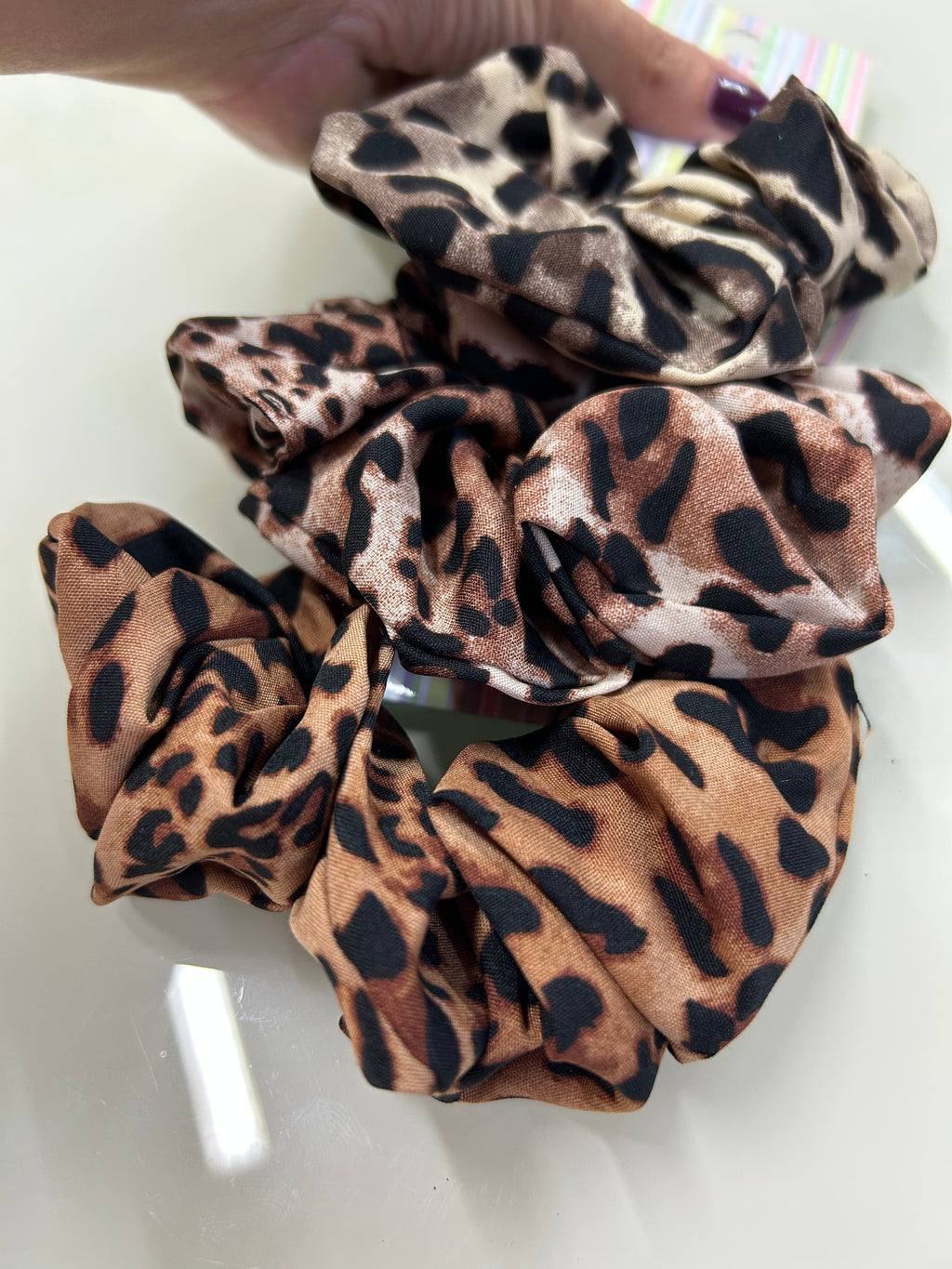 Scrunchie Cetim Animal Print (12 peças)