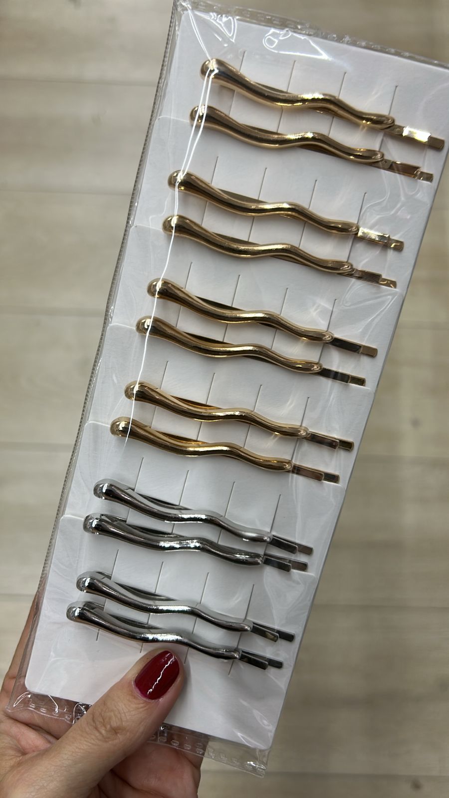 Grampo metal orgânico tipo 3 (12 pares 8 dourados e 4 pratas)