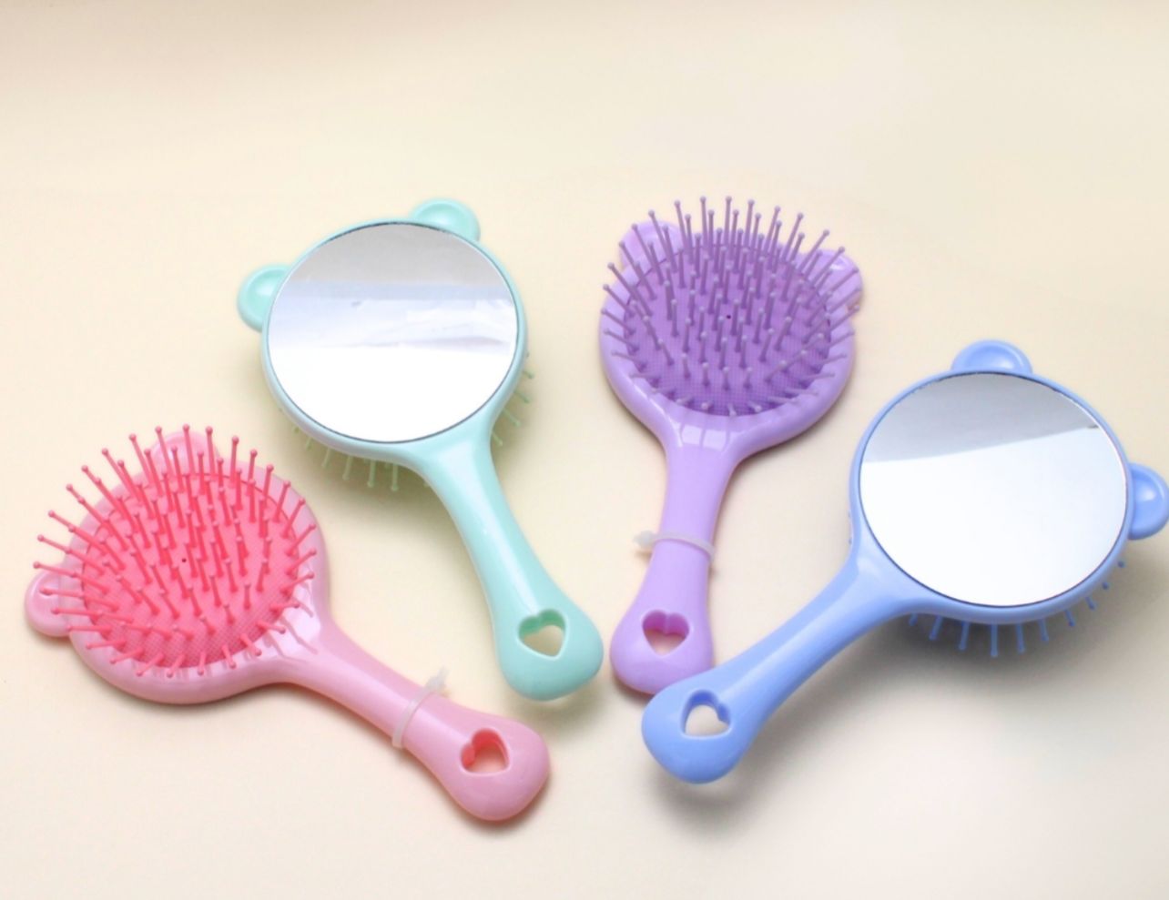 Escova de cabelo infantil com espelho com orelhinhas (12 peças)