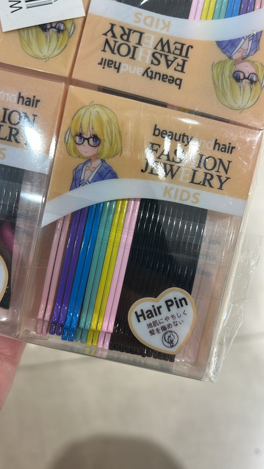 Grampos de cabelo colorido e preto (12 caixas com 24 peças cada)